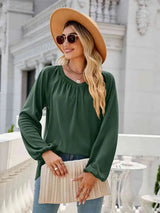 V-Neck Long Sleeve Blouse Blouses - Tophatter Daily Deals