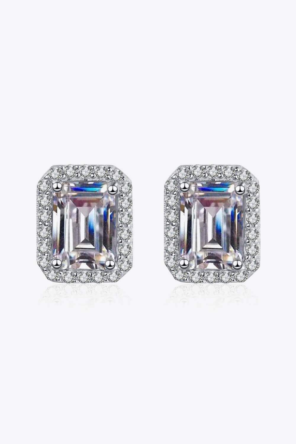 Adored 1 Carat Moissanite Rhodium-Plated Square Stud Earrings Moissanite - Tophatter Daily Deals