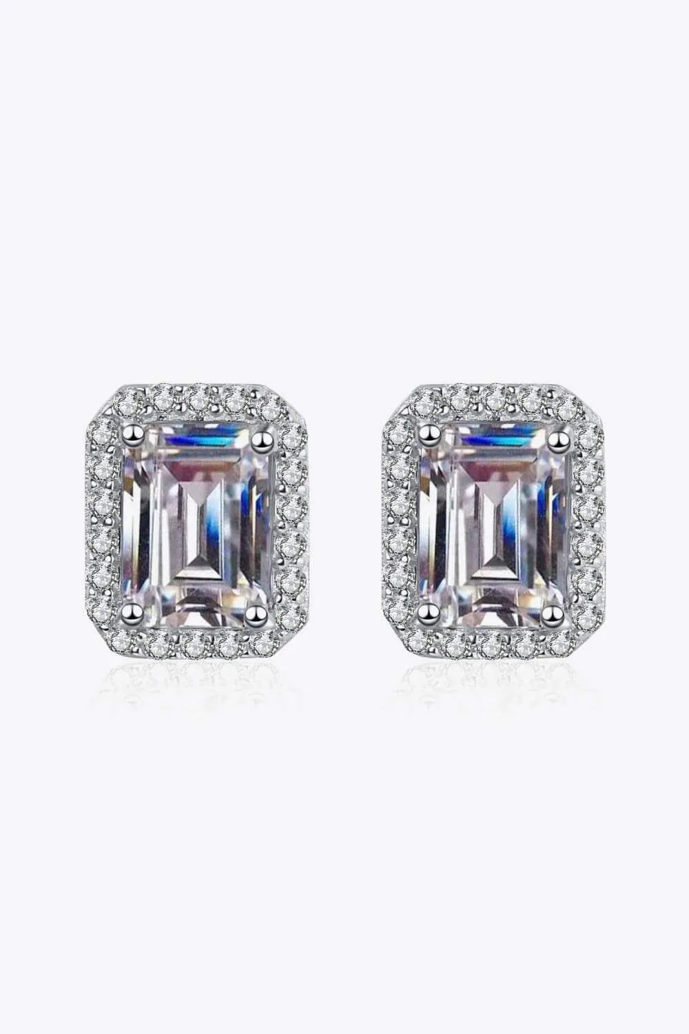 Adored 1 Carat Moissanite Rhodium-Plated Square Stud Earrings Moissanite - Tophatter Daily Deals