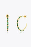 Zircon 925 Sterling Silver C-Hoop Earrings Mid Green One Size Earrings - Tophatter Daily Deals