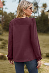 Eyelet Round Neck Flounce Sleeve T-Shirt Women's T-Shirts - Tophatter Daily Deals