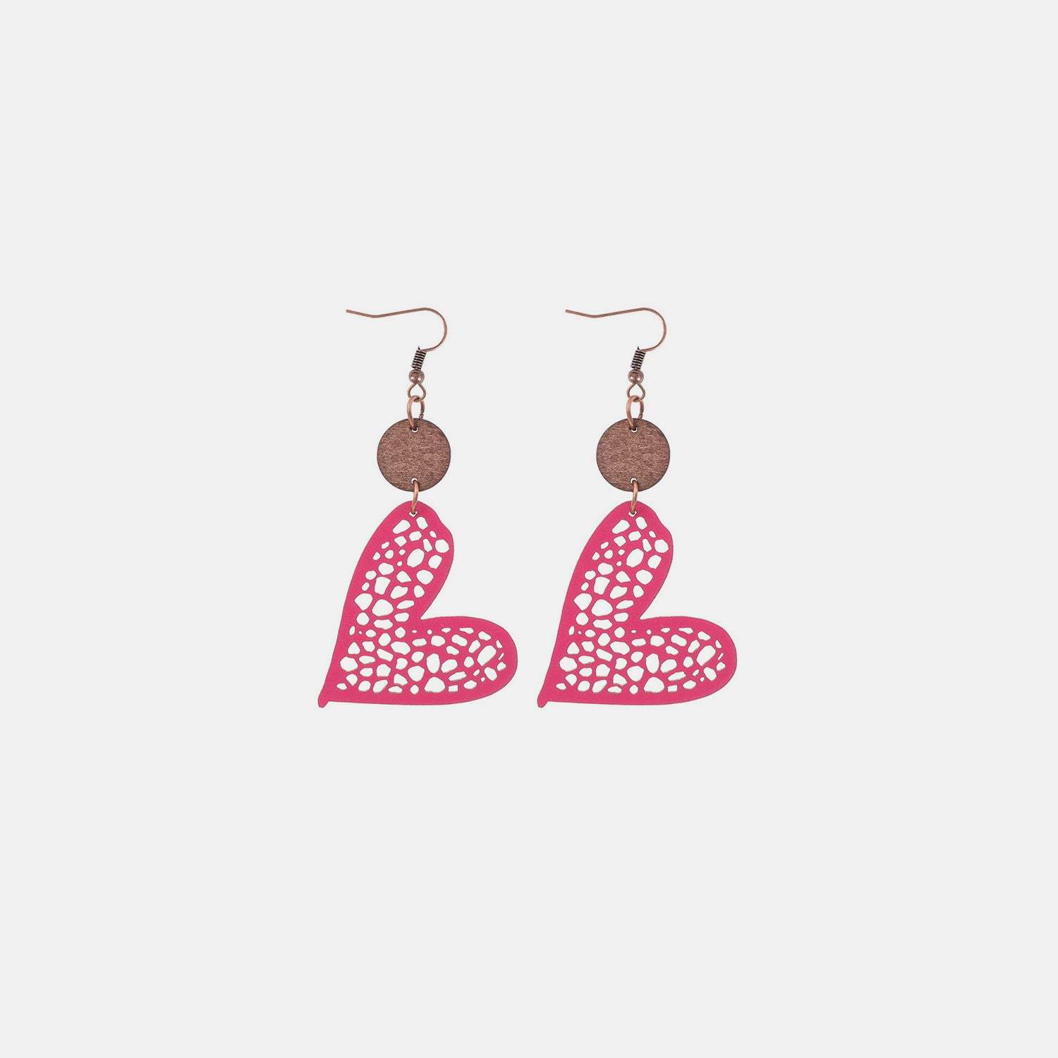 PU Leather Iron Hook Heart Earrings Deep Rose One Size Earrings - Tophatter Daily Deals