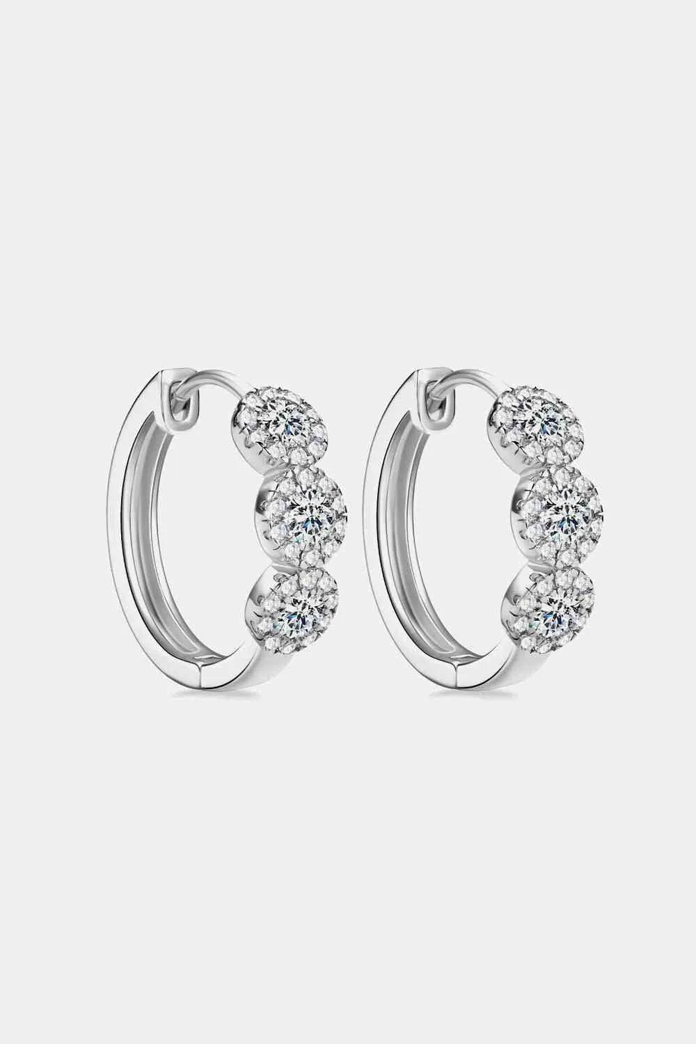 Moissanite 925 Sterling Silver Huggie Earrings Silver One Size Moissanite - Tophatter Daily Deals