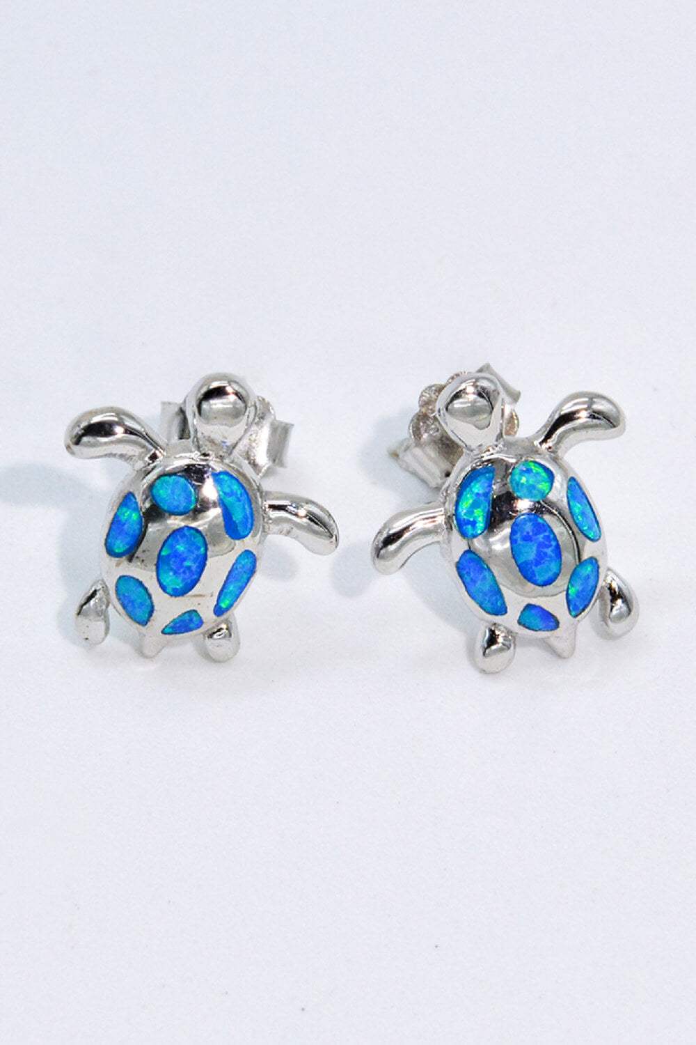 Opal Turtle Platinum-Plated Stud Earrings Opal - Tophatter Daily Deals