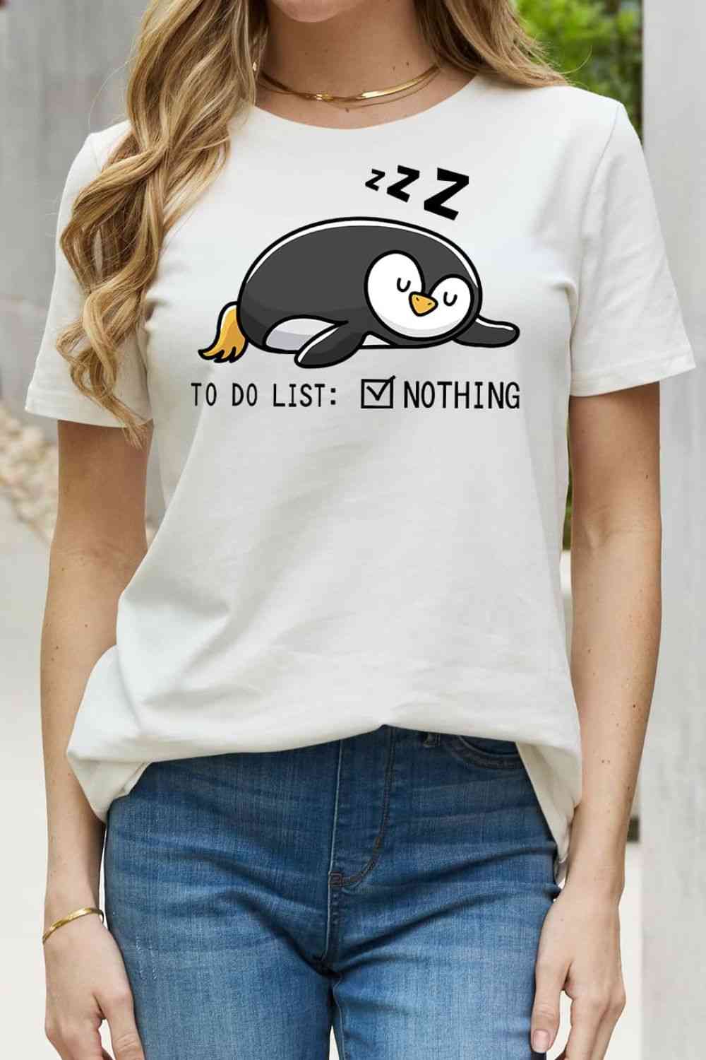 Simply Love Full Size TO DO LIST NOTHING Graphic Cotton Tee Bleach Women's T-Shirts - Tophatter Daily Deals