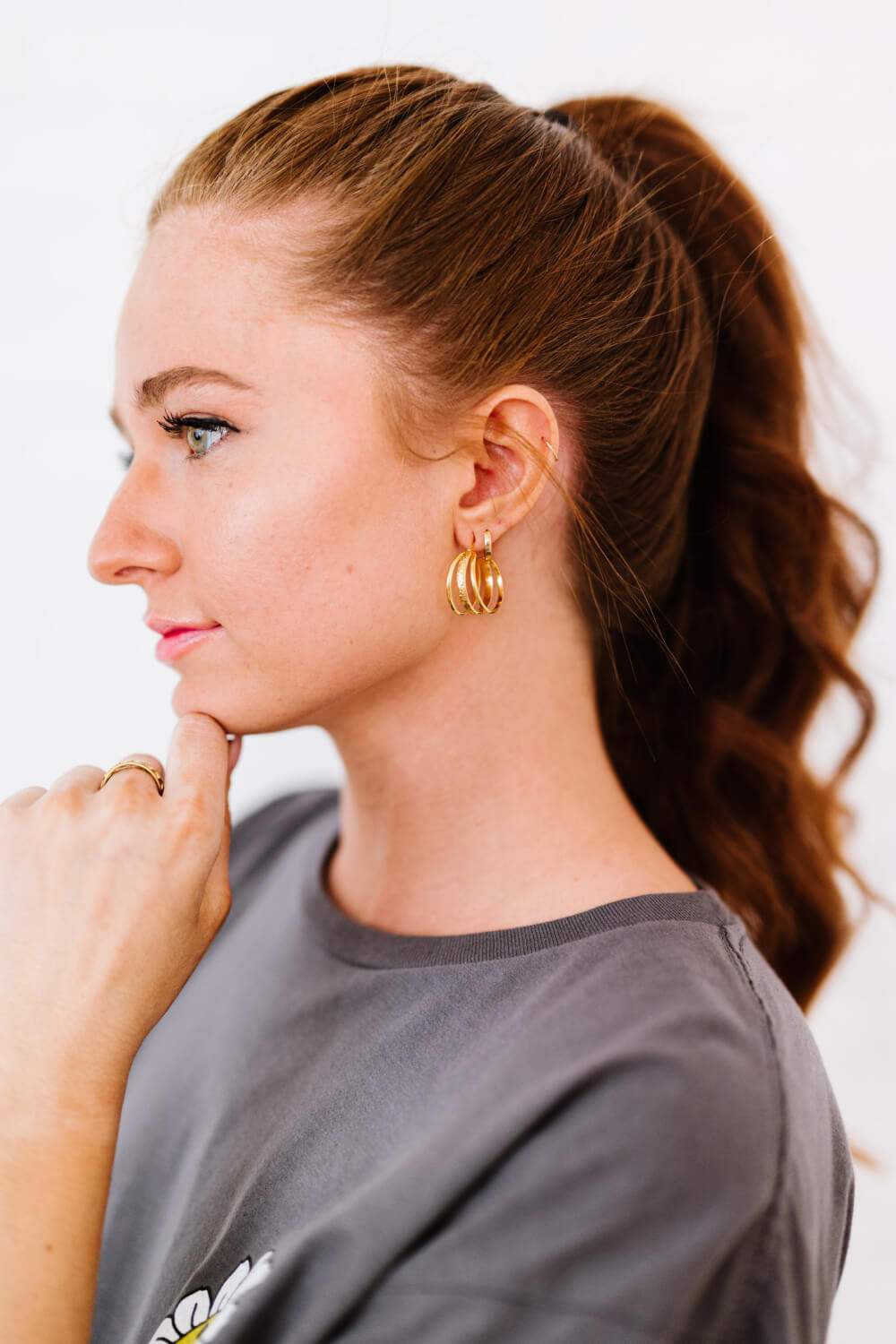 Three Is Better Than One C-Hoop Earrings Earrings - Tophatter Daily Deals