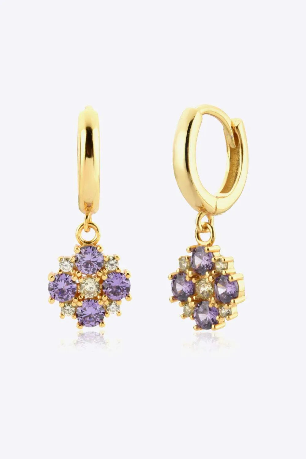Inlaid Zircon 925 Sterling Silver Drop Earrings Purple One Size Earrings - Tophatter Daily Deals