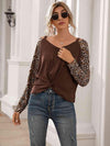 Leopard Twist Front Cold-Shoulder Tee Women's T-Shirts - Tophatter Daily Deals