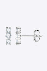 Heartbeat Rhythm 925 Sterling Silver Moissanite Stud Earrings Silver One Size Moissanite - Tophatter Daily Deals