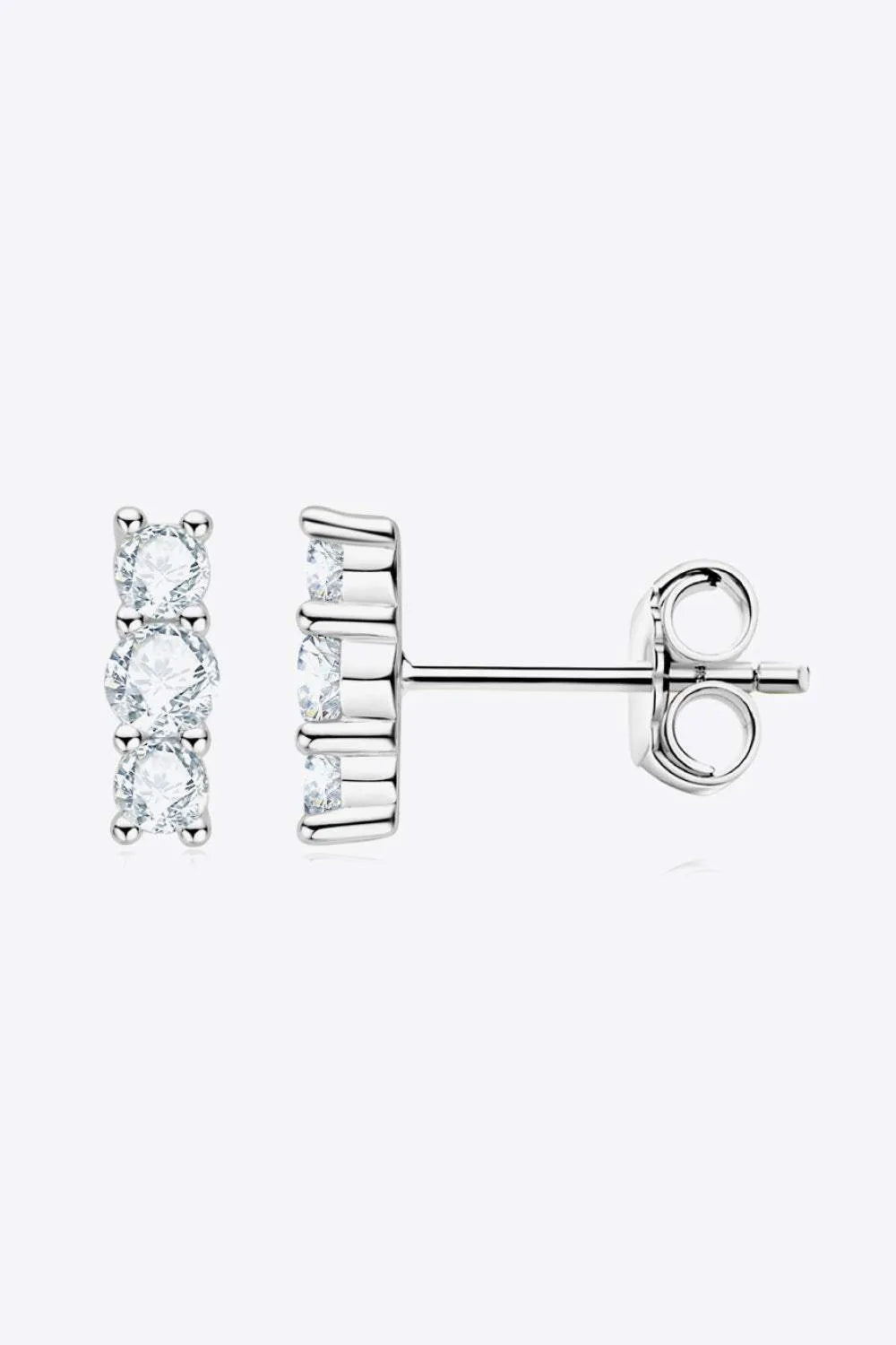 Heartbeat Rhythm 925 Sterling Silver Moissanite Stud Earrings Silver One Size Moissanite - Tophatter Daily Deals