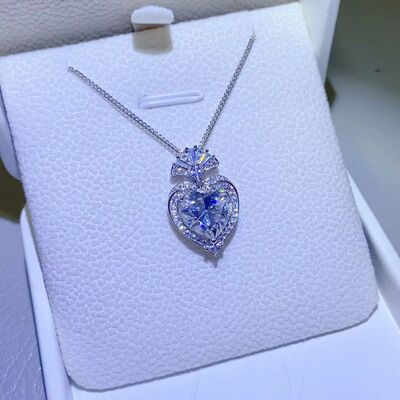 3 Carat Moissanite 925 Sterling Silver Heart Pendant Necklace Moissanite - Tophatter Daily Deals