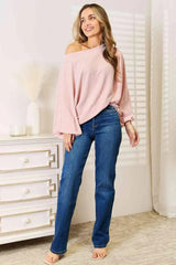 Double Take Ribbed Long Sleeve Top Blouses - Tophatter Daily Deals