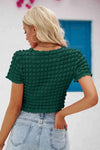 Round Neck Short Sleeve Crop Top Blouses - Tophatter Daily Deals