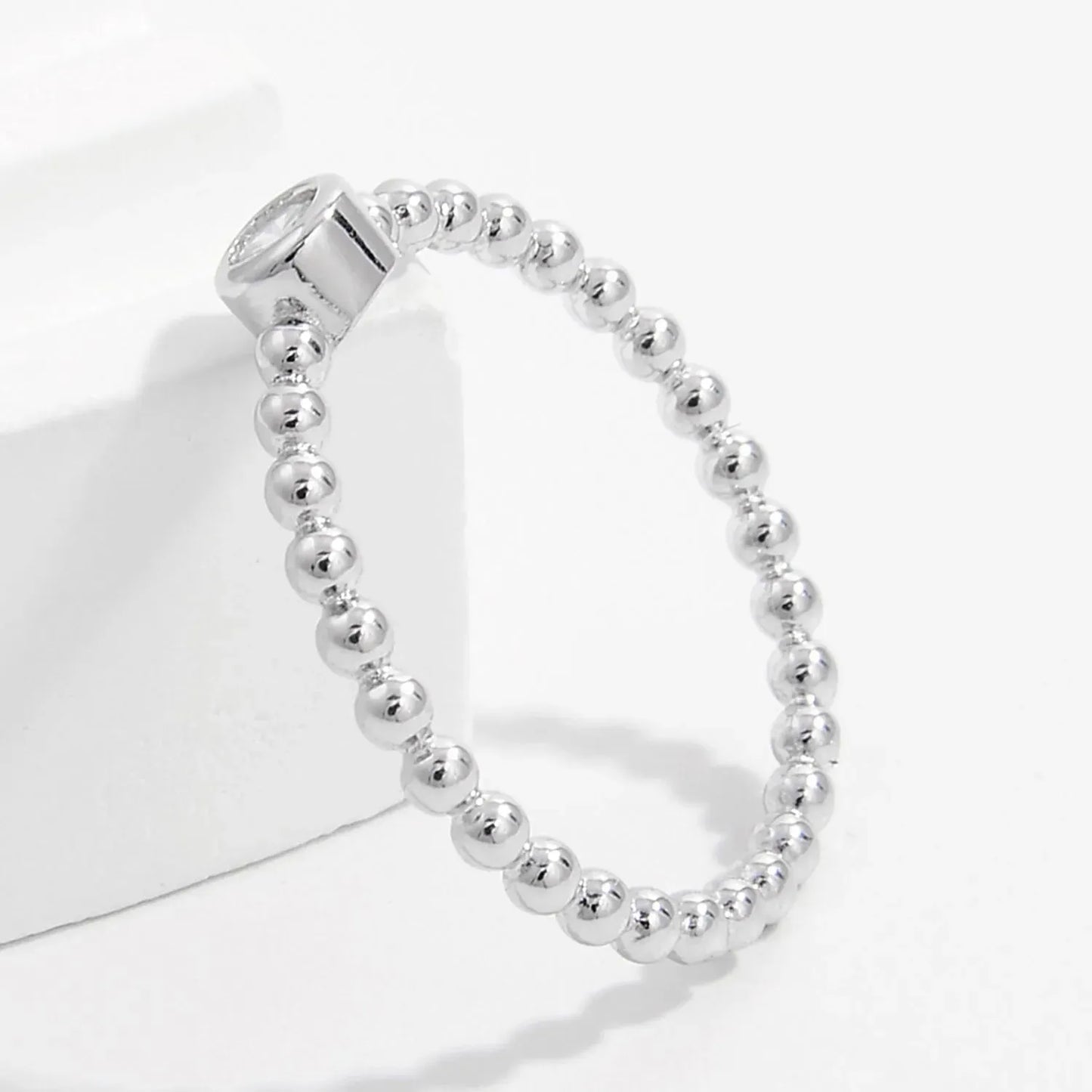Zircon 925 Sterling Silver Bead Ring Rings - Tophatter Daily Deals