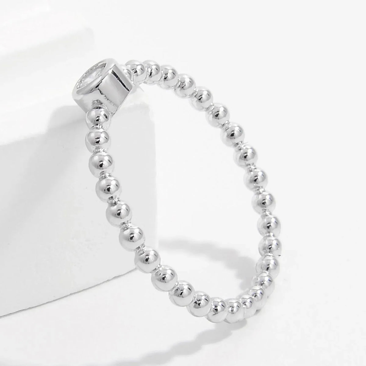 Zircon 925 Sterling Silver Bead Ring Rings - Tophatter Daily Deals