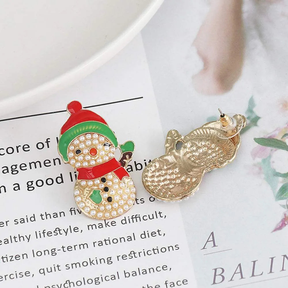 Snowman Rhinestone Alloy Earrings Earrings - Tophatter Daily Deals