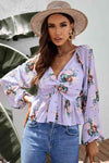 Floral Twisted Peplum Blouse Blouses - Tophatter Daily Deals