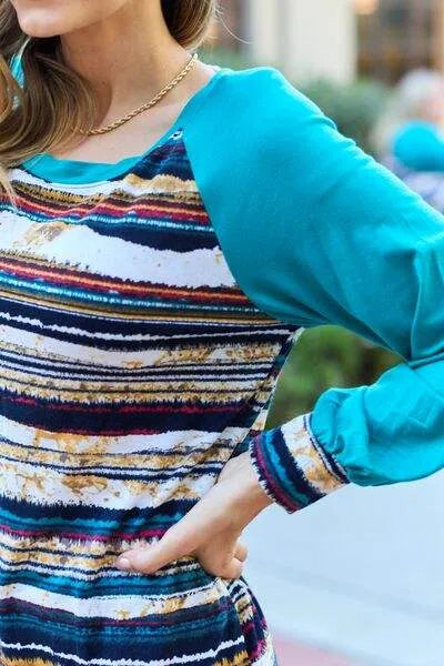 Celeste Design Full Size Striped Long Sleeve Top Blouses - Tophatter Daily Deals