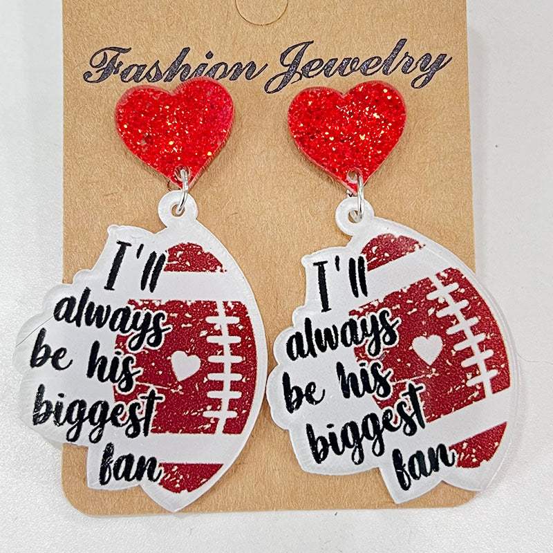 Heart Shape Sports Theme Acrylic Dangle Earrings Style C One Size Earrings - Tophatter Daily Deals