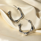 Stainless Steel C-Hoop Earrings Earrings - Tophatter Daily Deals