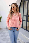 V-Neck Ruched Long Sleeve Blouse Blouses - Tophatter Daily Deals