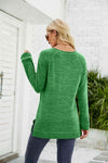 Heathered Slit Long Raglan Sleeve Top Women's T-Shirts - Tophatter Daily Deals