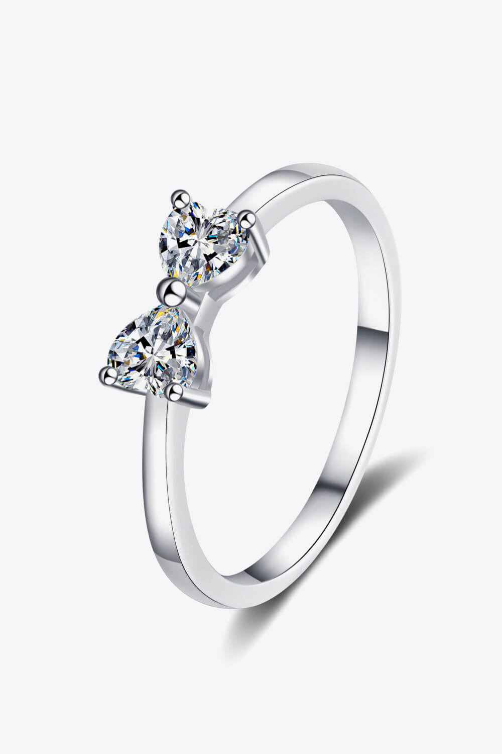 Moissanite Bow Rhodium-Plated Ring Silver Moissanite - Tophatter Daily Deals