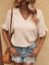 V-Neck Half Sleeve Blouse Blouses - Tophatter Daily Deals