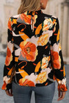 Floral Mock Neck Flounce Sleeve Blouse - Uncle Tophatter Offers Only The Best Deals And Didcounts