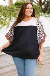 Plus Size Printed Color Block Ruffled Blouse Black Blouses - Tophatter Daily Deals