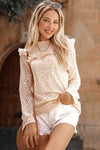 Ruffled Lace Mock Neck Blouse Blouses - Tophatter Daily Deals