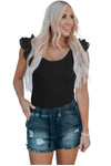 Flutter Sleeve Scoop Neck Top Blouses - Tophatter Daily Deals