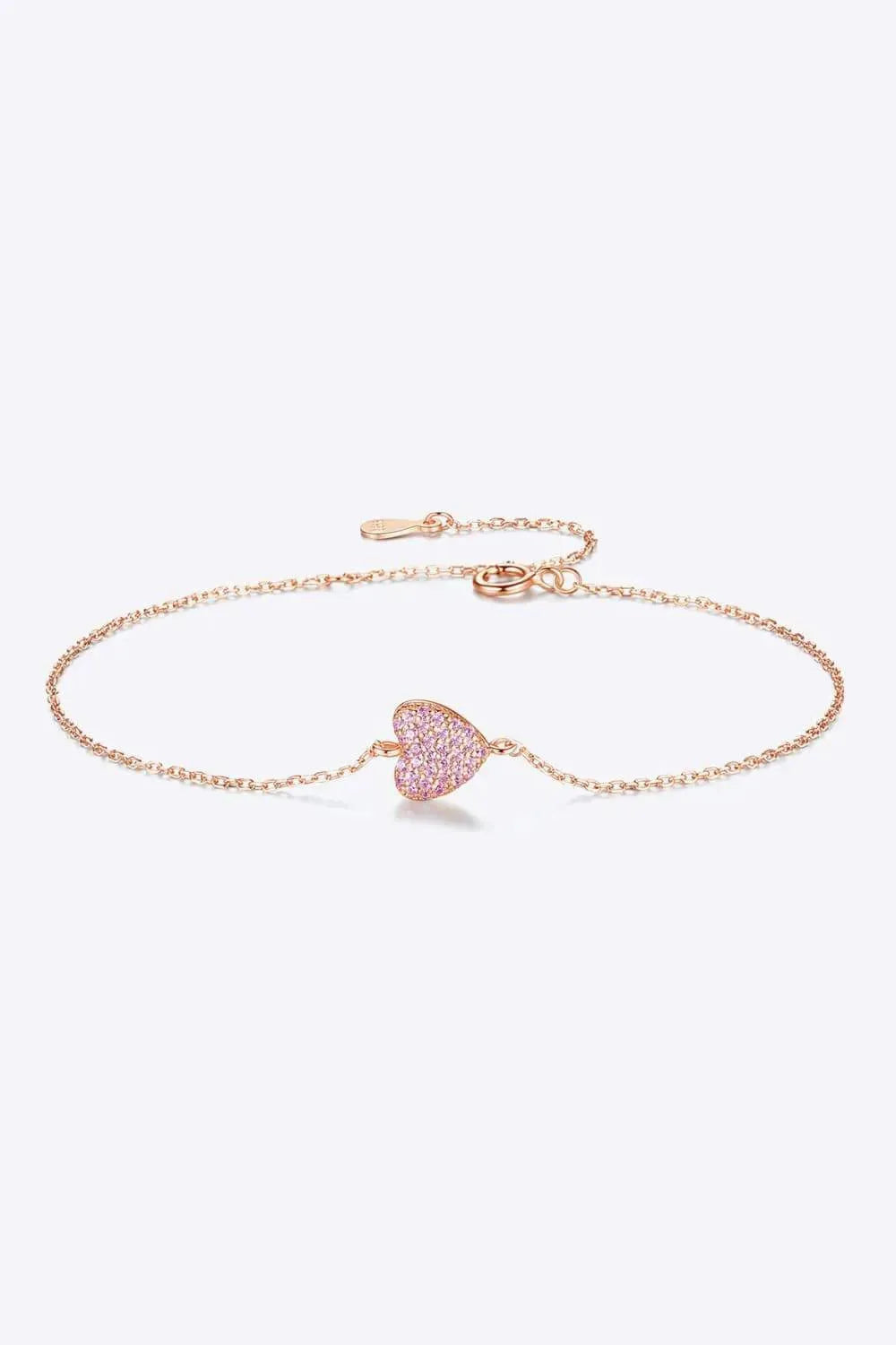 Zircon Heart 925 Sterling Silver Bracelet Rose Gold One Size Bracelets - Tophatter Daily Deals