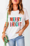 MERRY AND BRIGHT Graphic T-Shirt White Women's T-Shirts - Tophatter Daily Deals