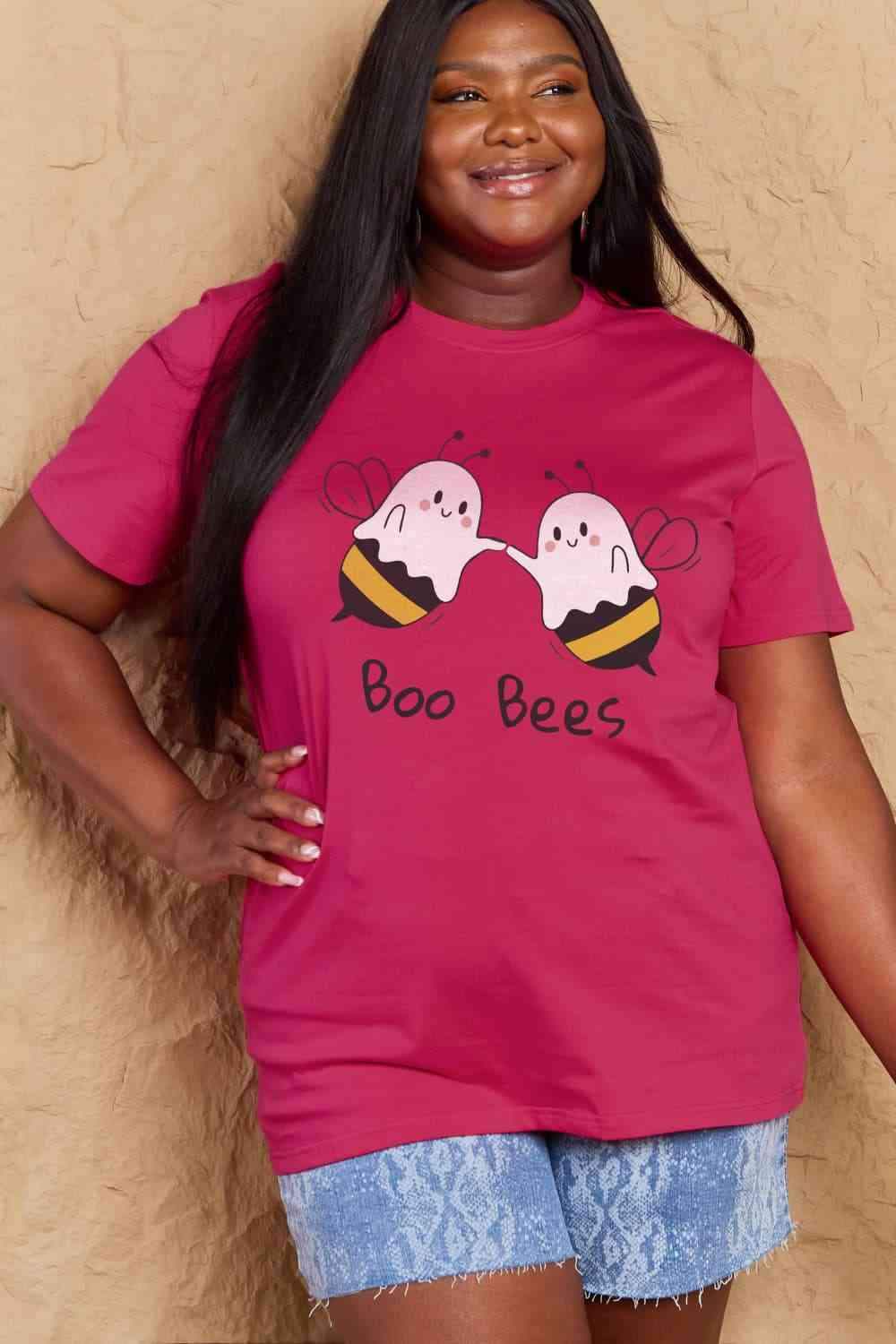 Simply Love Full Size BOO BEES Graphic Cotton T-Shirt Women's T-Shirts - Tophatter Daily Deals