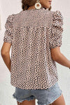 Printed Smocked Puff Sleeve Blouse Blouses - Tophatter Daily Deals