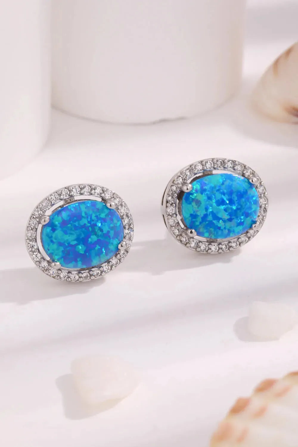 Opal Round Earrings Sky Blue One Size Opal - Tophatter Daily Deals