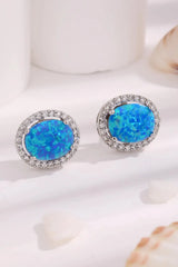 Opal Round Earrings Sky Blue One Size Opal - Tophatter Daily Deals