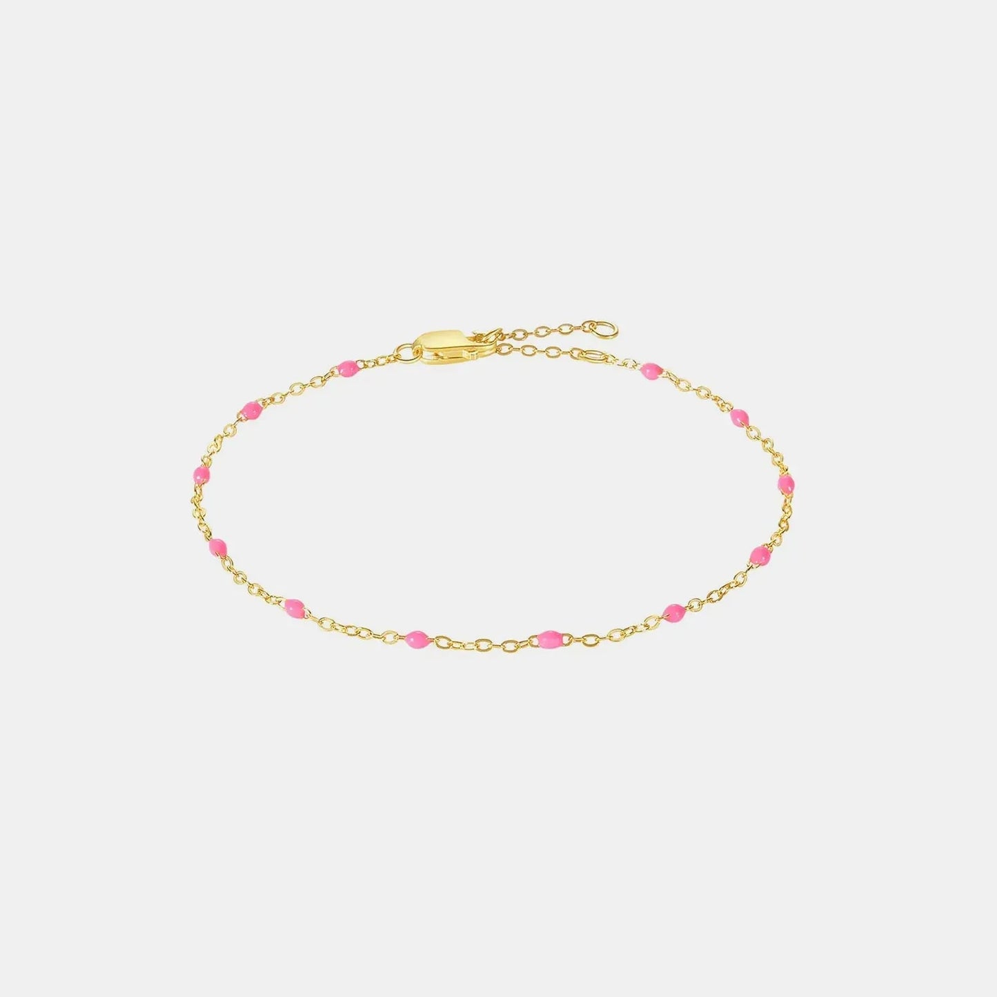 Bead 925 Sterling Silver Bracelet Gold Pink One Size Bracelets - Tophatter Daily Deals