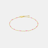 Bead 925 Sterling Silver Bracelet Gold Pink One Size Bracelets - Tophatter Daily Deals