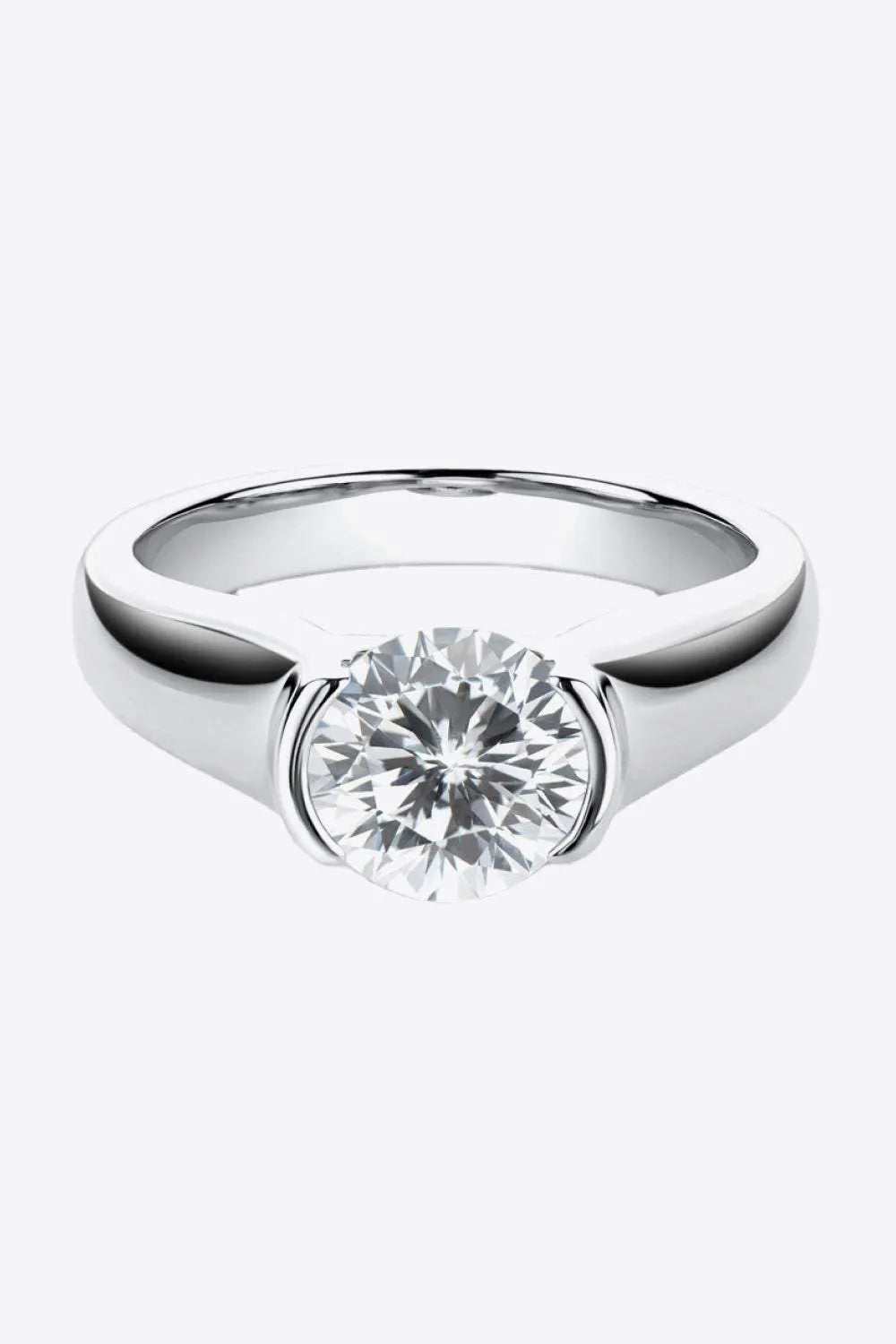Looking Good 2 Carat Moissanite Platinum-Plated Ring Silver Moissanite - Tophatter Daily Deals