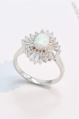 Modern 925 Sterling Silver Opal Halo Ring Opal - Tophatter Daily Deals