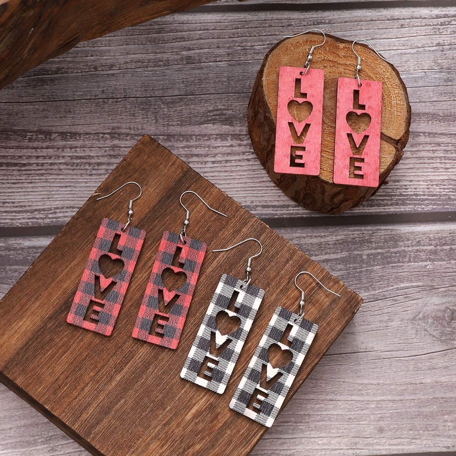 Wooden Cutout Dangle Earrings Earrings - Tophatter Daily Deals