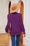 Contrast V-Neck Long Sleeve Blouse Blouses - Tophatter Daily Deals