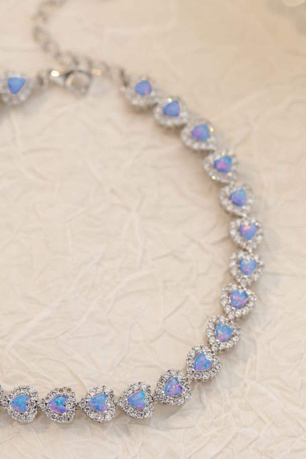 925 Sterling Silver Opal Heart Bracelet Opal - Tophatter Daily Deals