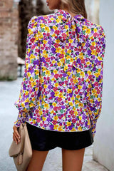 Printed Smocked Puff Sleeve Blouse Blouses - Tophatter Daily Deals