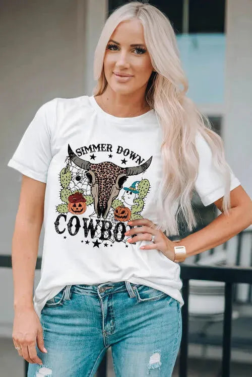 COWBOY Graphic Short Sleeve T-Shirt Women's T-Shirts - Tophatter Daily Deals