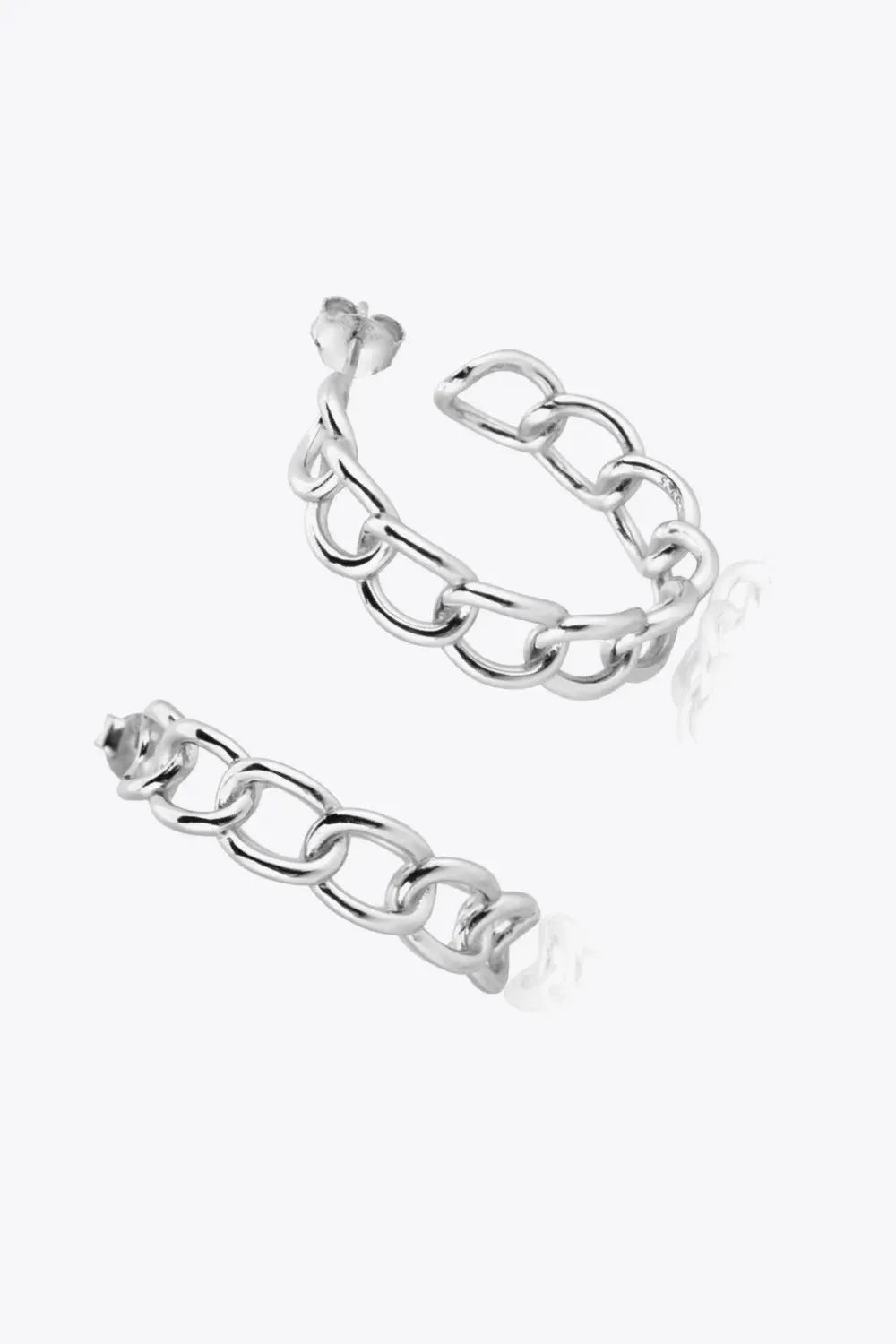 Chain C-Hoop 925 Sterling Silver Earrings Earrings - Tophatter Daily Deals