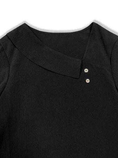 Asymmetrical Neck Long Sleeve Blouse Blouses - Tophatter Daily Deals