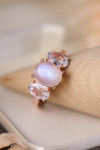 High Quality Natural Moonstone 925 Sterling Silver Three Stone Ring Rose Gold Moonstone - Tophatter Daily Deals